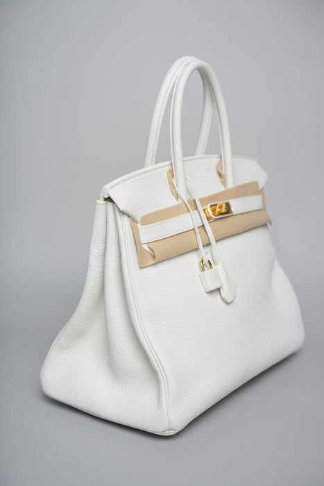 Hermes Birkin 35 in Blanc Clemence Ghw