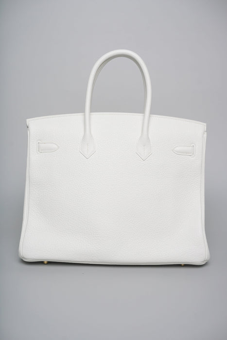 Hermes Birkin 35 in Blanc Clemence Ghw