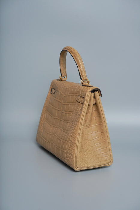 Hermes Kelly 25 in Chai Matte Alligator Ghw (Brand New)
