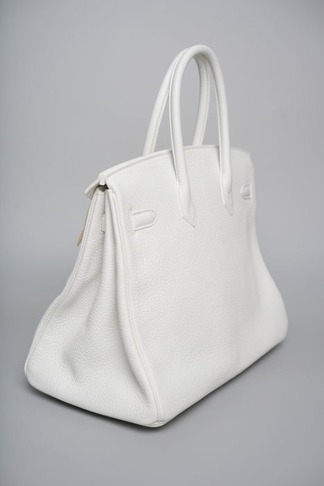 Hermes Birkin 35 in Blanc Clemence Ghw