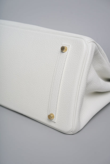 Hermes Birkin 35 in Blanc Clemence Ghw