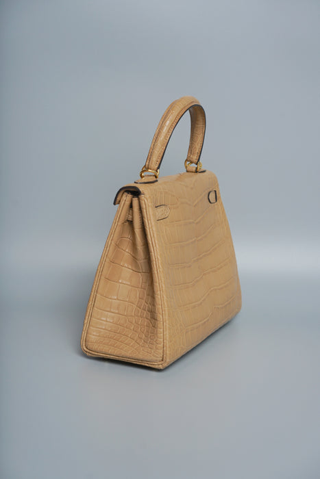 Hermes Kelly 25 in Chai Matte Alligator Ghw (Brand New)