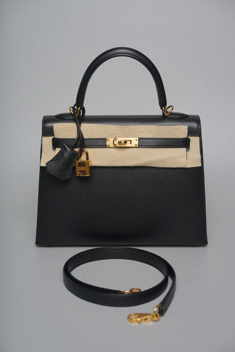 Hermes Kelly 25 II Sellier in Noir Epsom Ghw (Brand New)