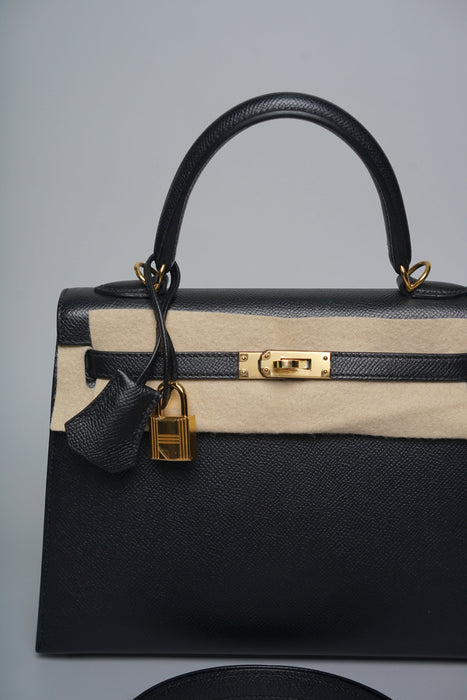Hermes Kelly 25 II Sellier in Noir Epsom Ghw (Brand New)