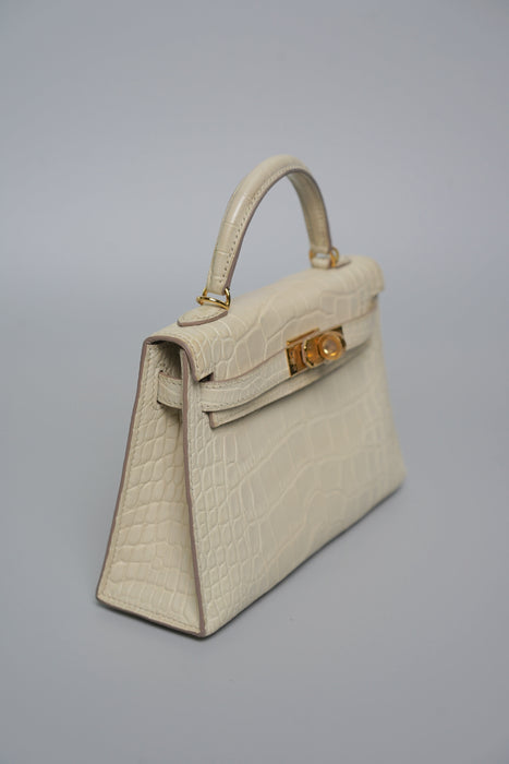 Hermes Kelly 20 in Beton Matte Croc Ghw