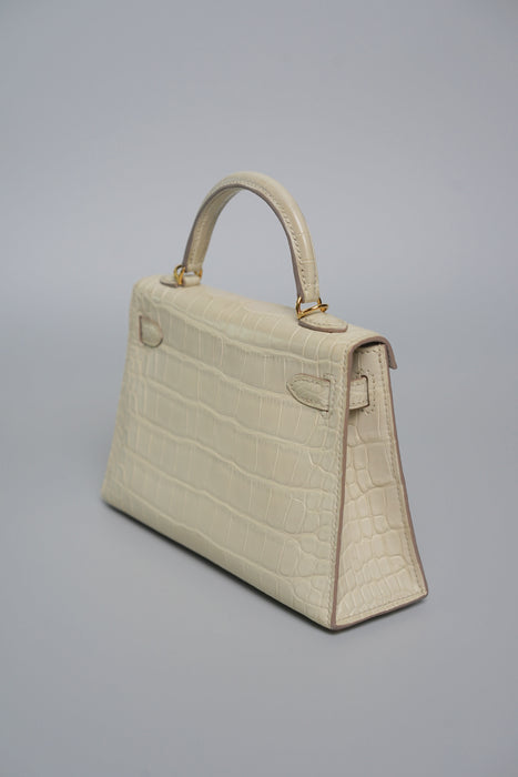 Hermes Kelly 20 in Beton Matte Croc Ghw