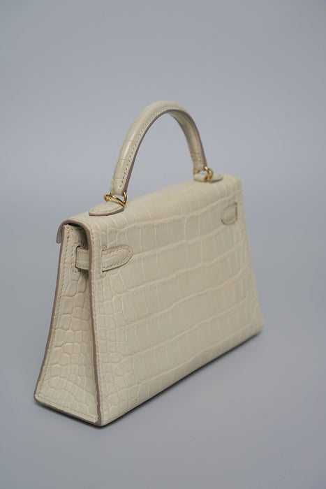 Hermes Kelly 20 in Beton Matte Croc Ghw