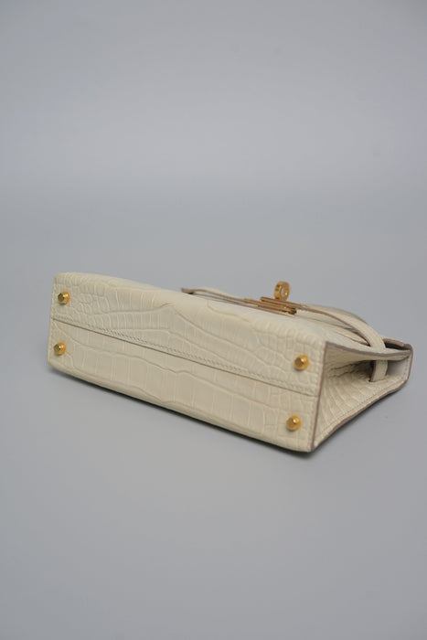 Hermes Kelly 20 in Beton Matte Croc Ghw