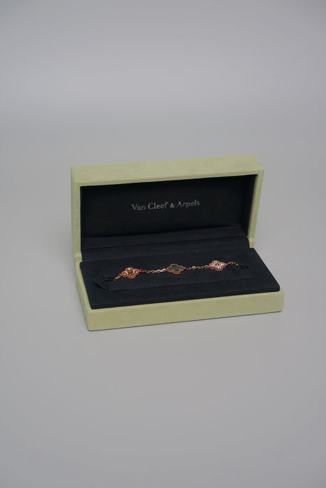 VCA Vintage Alhambra 5 Motif Bracelet in Rose Gold Diamonds (Brand New)