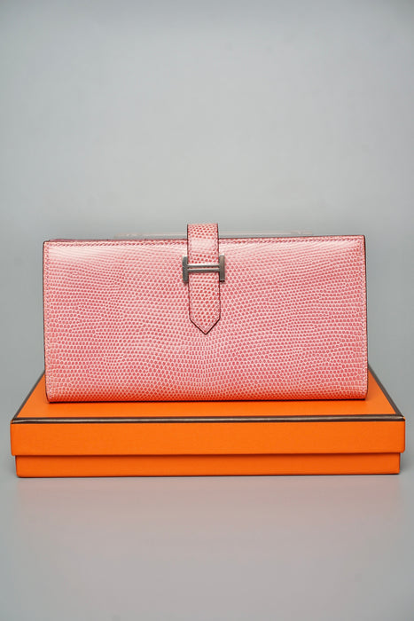 Hermes Bearn Wallet in Pink Lizard Phw (Brand New)