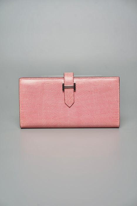 Hermes Bearn Wallet in Pink Lizard Phw (Brand New)