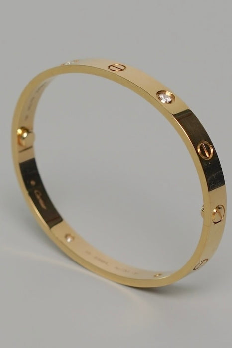 Cartier Love Bracelet, Classic model, 4 Diamonds in Yellow Gold Size 18