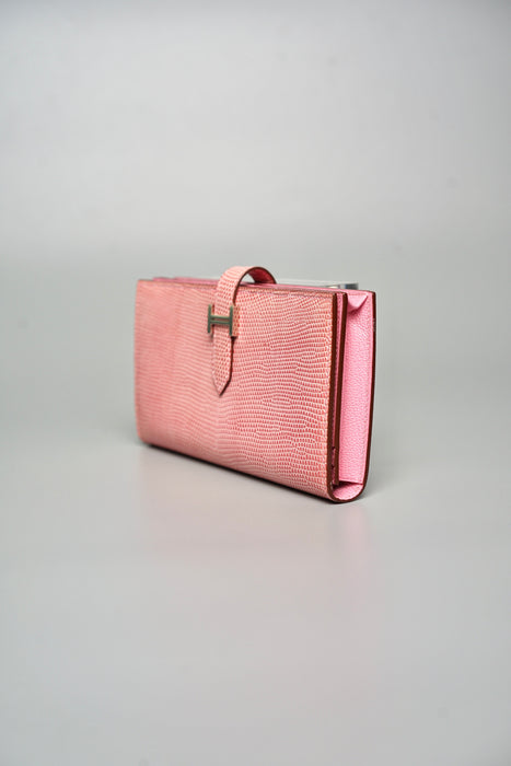 Hermes Bearn Wallet in Pink Lizard Phw (Brand New)