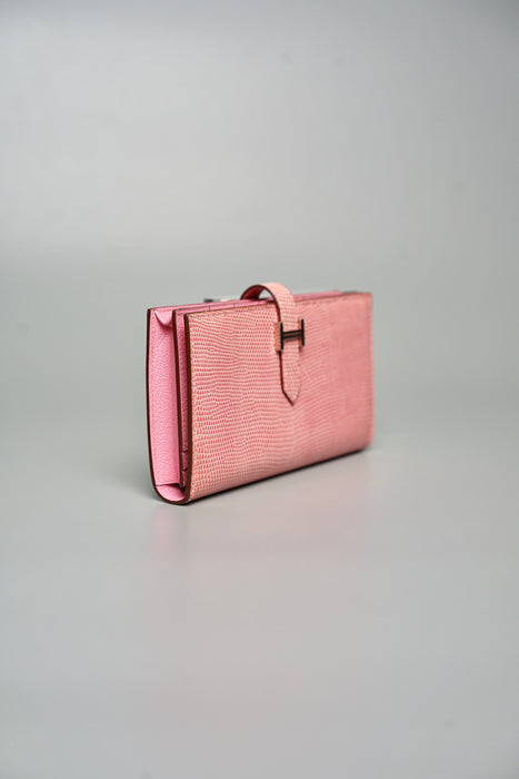 Hermes Bearn Wallet in Pink Lizard Phw (Brand New)