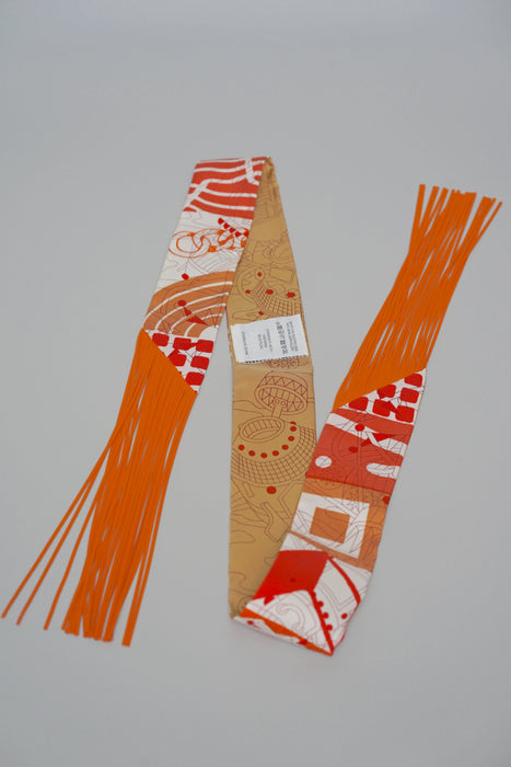 Hermes Bouquet Final Leather Fringe Twilly in Orange Multi (Brand New)