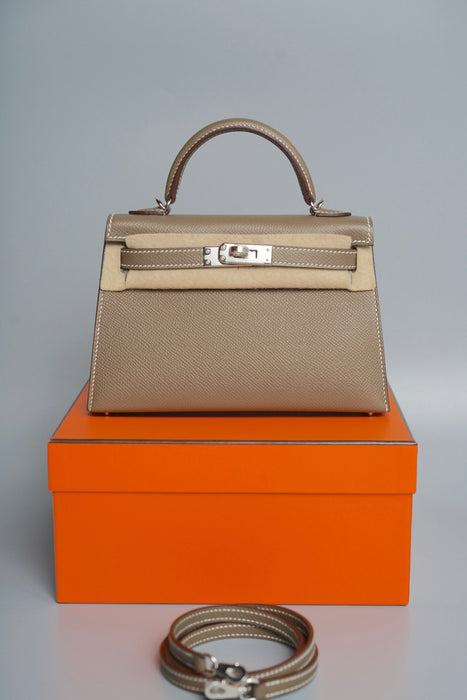 Hermes Kelly 20 in Etoupe Epsom Phw (Brand New)