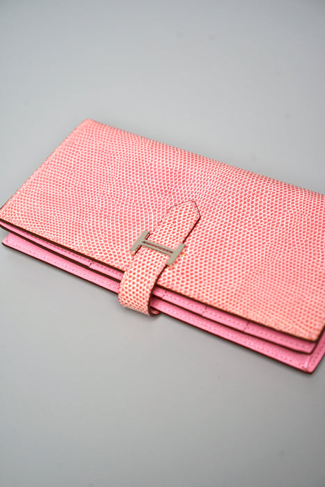 Hermes Bearn Wallet in Pink Lizard Phw (Brand New)