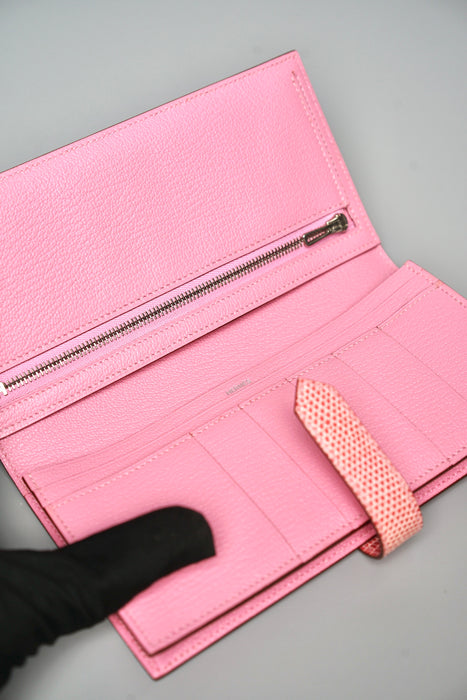 Hermes Bearn Wallet in Pink Lizard Phw (Brand New)