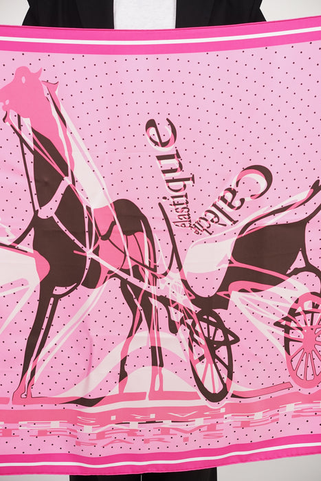 ⁠Hermes Caleche Elastique Silk Scarf 90 in Pink (Brand New)