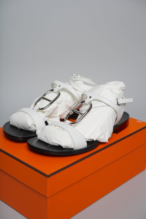 Hermes Marinella Sandals in Blanc Size 38 (Brand New)