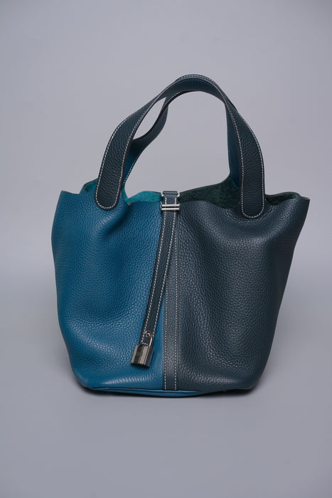 Hermes Picotin 22 in Casaque Vert Cypres/Vert Bosphore Phw