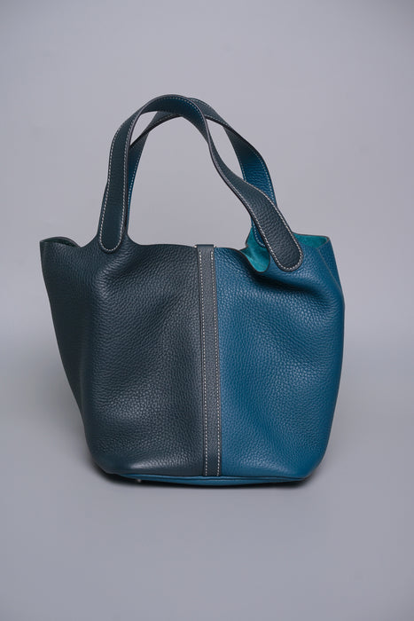 Hermes Picotin 22 in Casaque Vert Cypres/Vert Bosphore Phw