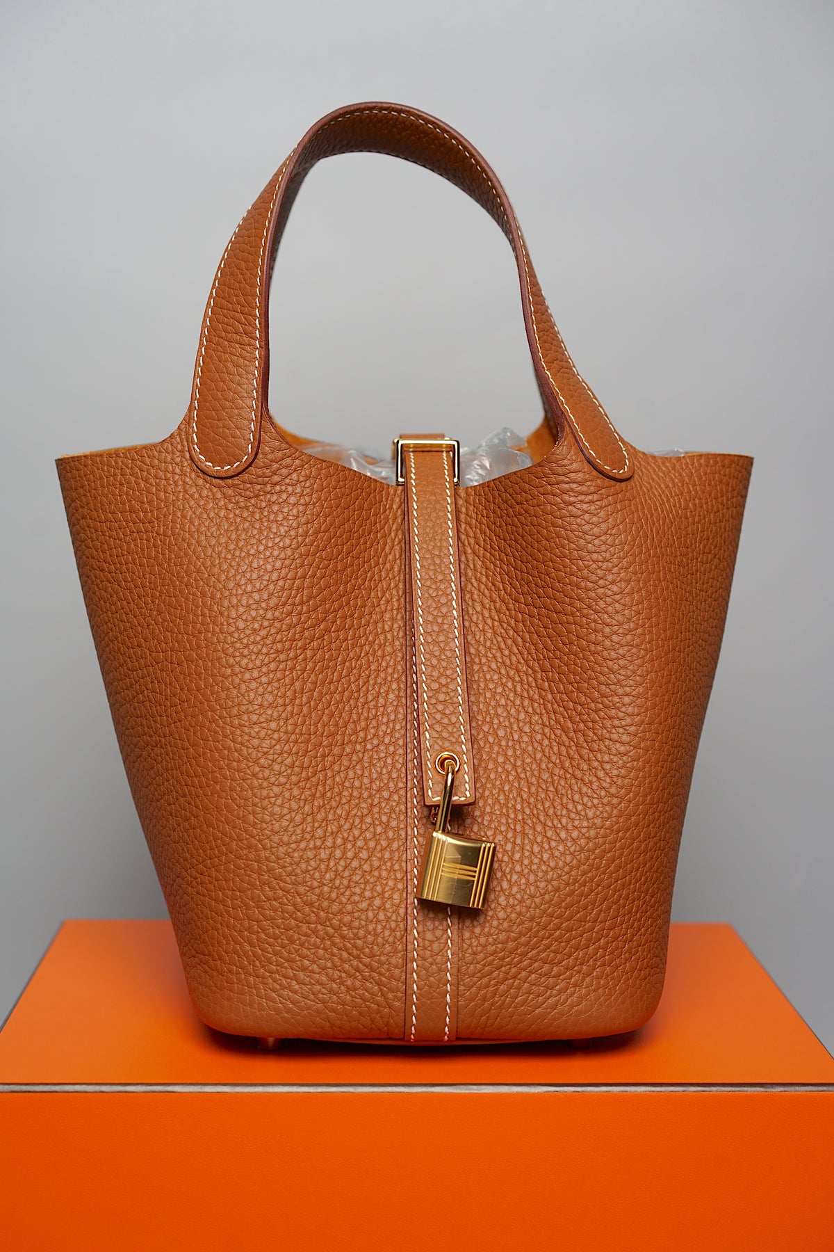 Hermes Picotin 18 in Gold Ghw (Brand New)– orange porter