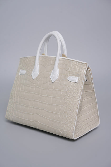 Hermes Birkin 20 Sellier Faubourg House in White Snow Phw (Brand New)