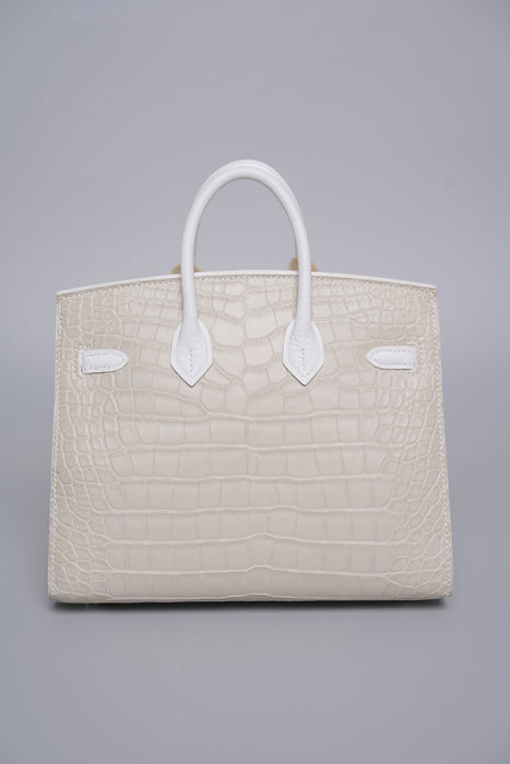 Hermes Birkin 20 Sellier Faubourg House in White Snow Phw (Brand New)