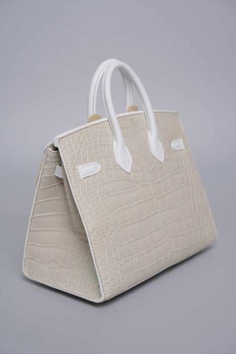 Hermes Birkin 20 Sellier Faubourg House in White Snow Phw (Brand New)