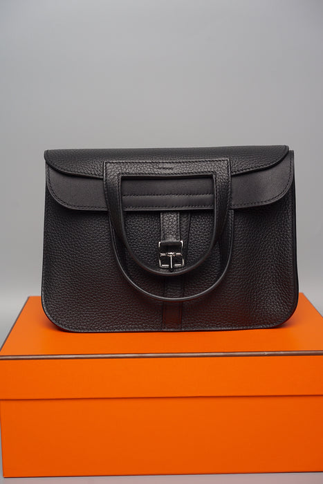 Hermes Halzan 25 in Black Phw (Brand New)