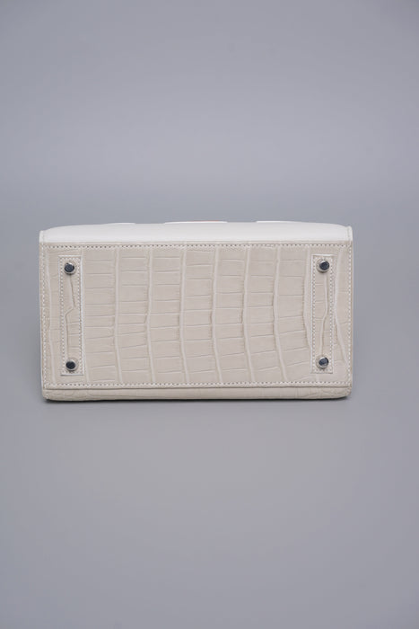 Hermes Birkin 20 Sellier Faubourg House in White Snow Phw (Brand New)
