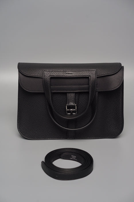 Hermes Halzan 25 in Black Phw (Brand New)