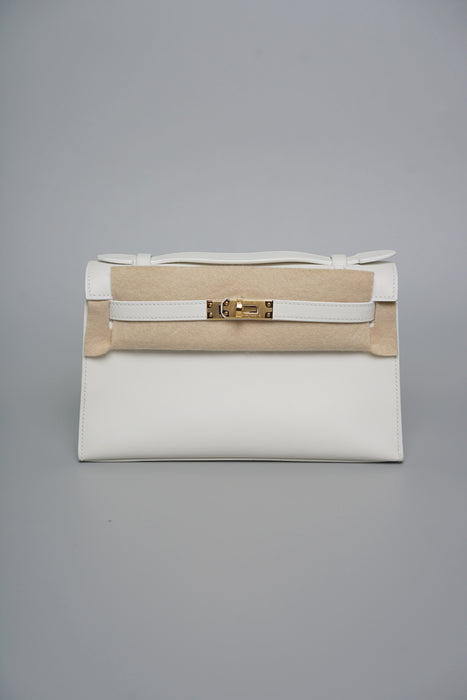 Hermes Kelly Pochette in New White Ghw (Brand New)