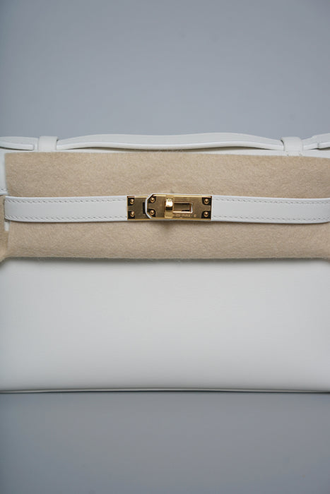 Hermes Kelly Pochette in New White Ghw (Brand New)