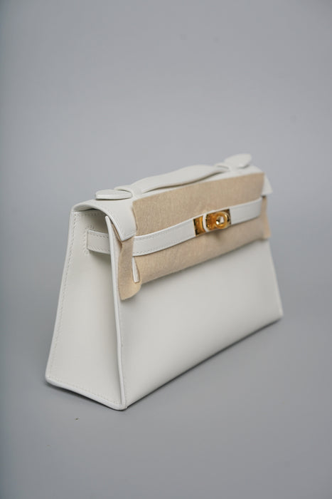 Hermes Kelly Pochette in New White Ghw (Brand New)