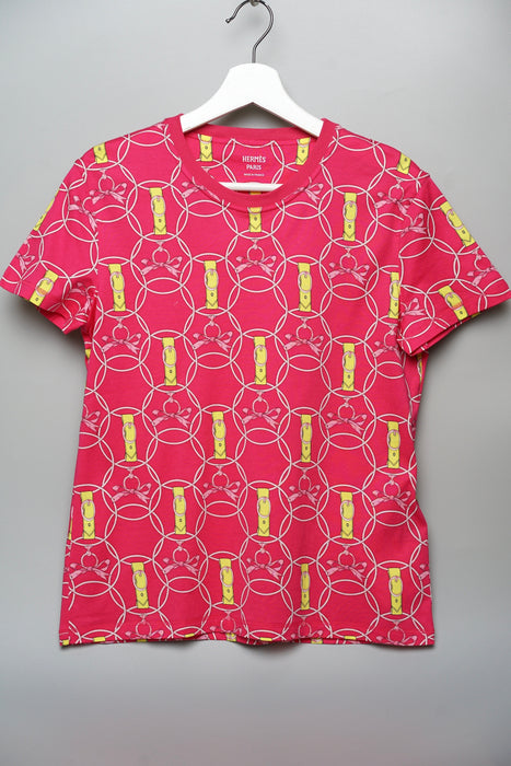 Hermes "Promenade du Matin" T-Shirt in Rose Flash Size 36 (Brand New)