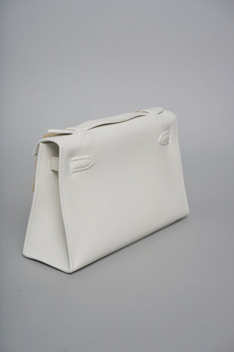 Hermes Kelly Pochette in New White Ghw (Brand New)