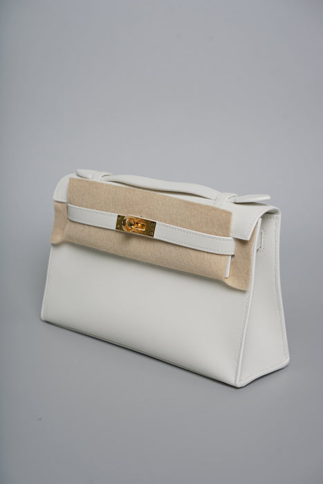 Hermes Kelly Pochette in New White Ghw (Brand New)