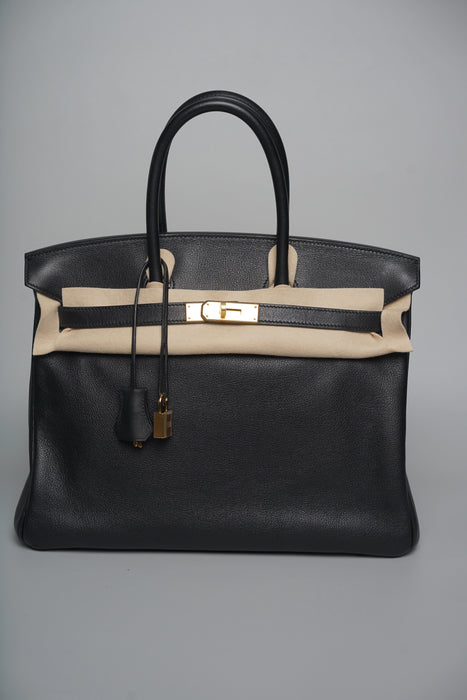 Hermes Birkin 35 in Noir Evercolor Ghw