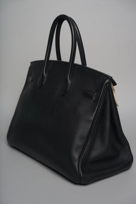Hermes Birkin 35 in Noir Evercolor Ghw