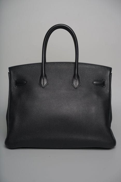 Hermes Birkin 35 in Noir Evercolor Ghw