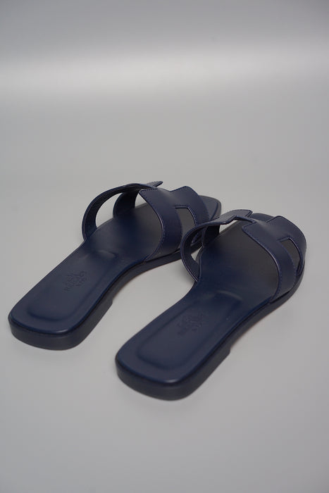 Hermes Oran Sandals in Navy (Brand New)