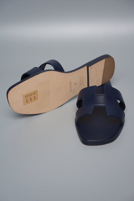 Hermes Oran Sandals in Navy (Brand New)