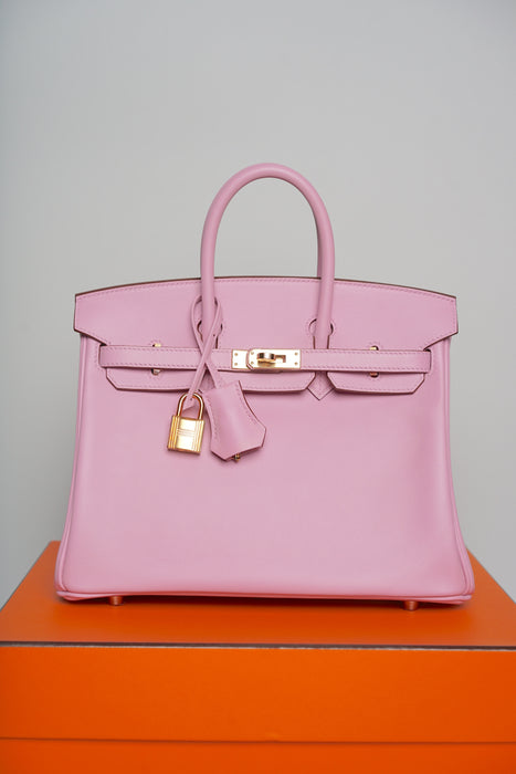 Hermes Birkin 25 in Mauve Sylvestre Swift Ghw (Brand New)