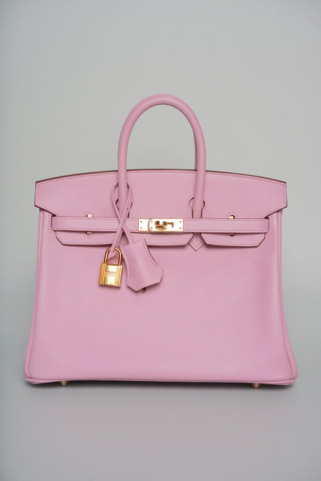 Hermes Birkin 25 in Mauve Sylvestre Swift Ghw (Brand New)