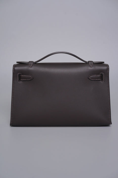 Hermes Kelly Pochette in Bai Brun Swift Ghw (Brand New)