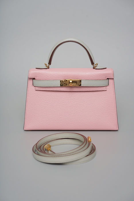 Hermes HSS Kelly 20 in Sakura x Gris Perle Chèvre Ghw (Brand New)