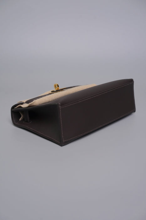Hermes Kelly Pochette in Bai Brun Swift Ghw (Brand New)