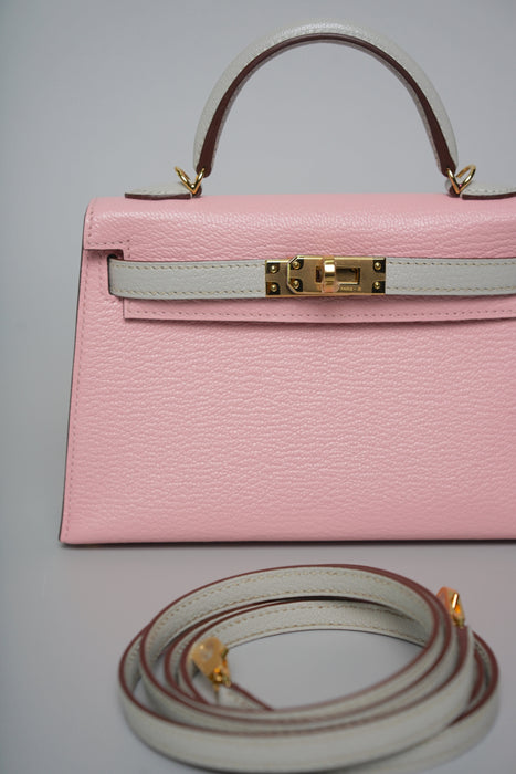 Hermes HSS Kelly 20 in Sakura x Gris Perle Chèvre Ghw (Brand New)